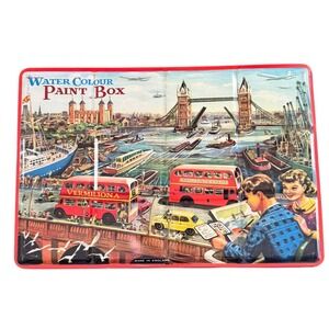 Vintage Page of London Water Colour Paint Box Tin Tower Bridge 13x9 Made England